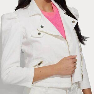 NWT Generation Love White Azul Denim Moto Jacket SZ Small